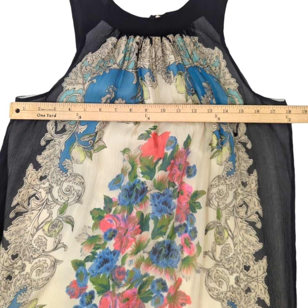 Anthropologie Moulinette Soeurs Silk Trapeze Swing Dress Womens 2 Floral Black - Picture 11 of 16